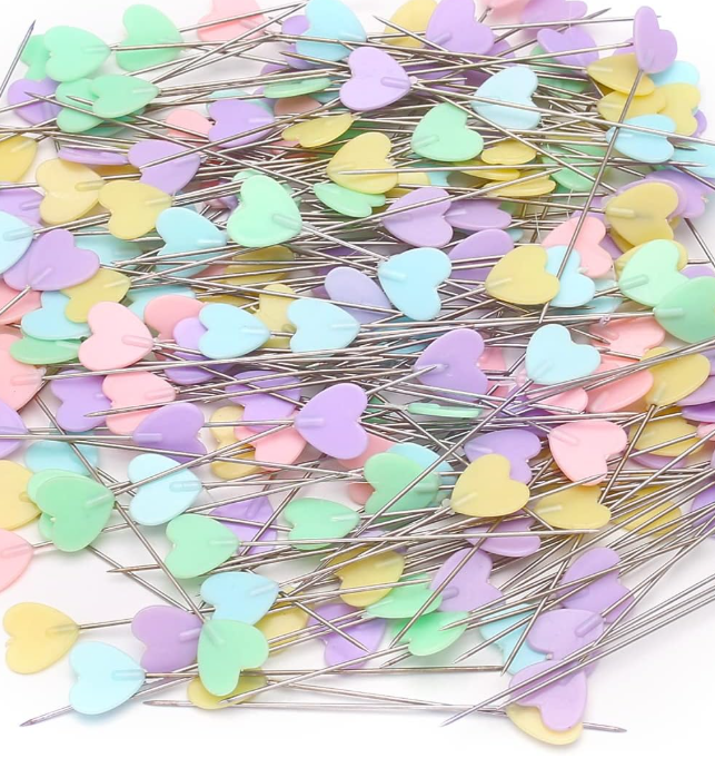 200 Heart-Shaped Colorful Sewing/Positioning Pins
