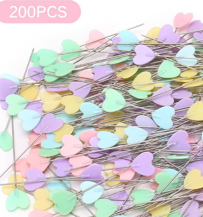 200 Heart-Shaped Colorful Sewing/Positioning Pins - Image 2