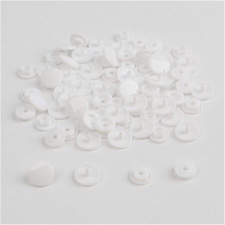 20 sets of white resin snap fasteners, perfect for garment closures and fabric crafts