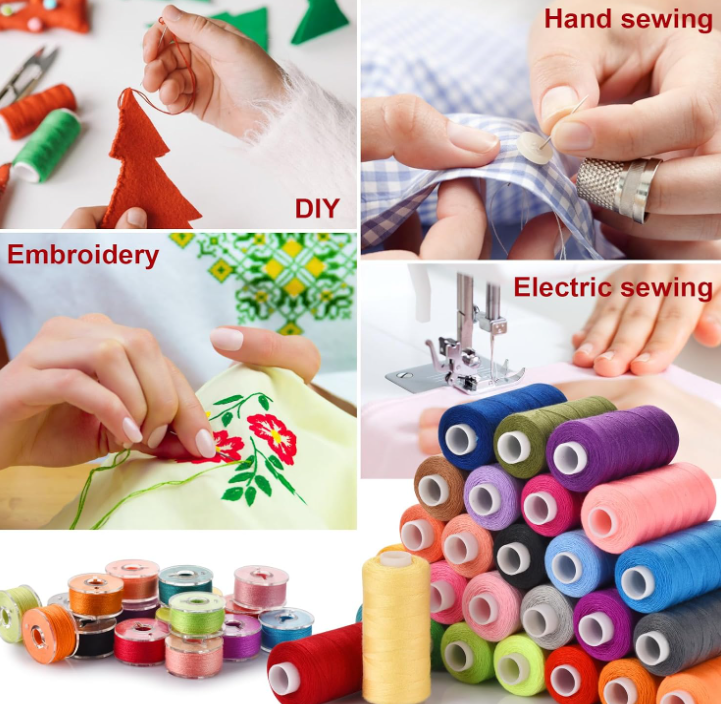 72-Piece Multicolored Sewing and Embroidery Thread Set, Including Pre-Wound Bobbins and Polyester Thread - Image 2