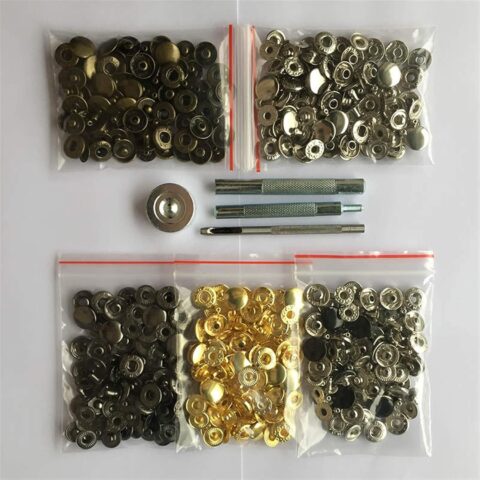 120 sets of gold-tone brass snap fasteners, suitable for clothing, bags, and leather sewing